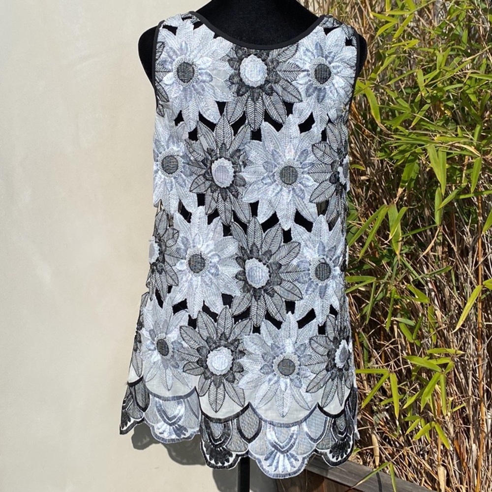AGAIN Naked Mini Dress Sheer Lace Floral Size Small - Picture 4 of 8